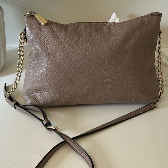 Michael Kors Taupe Pebble Leather Crossbody Chic Everyday Shoulder Bag - Picture 3 of 6